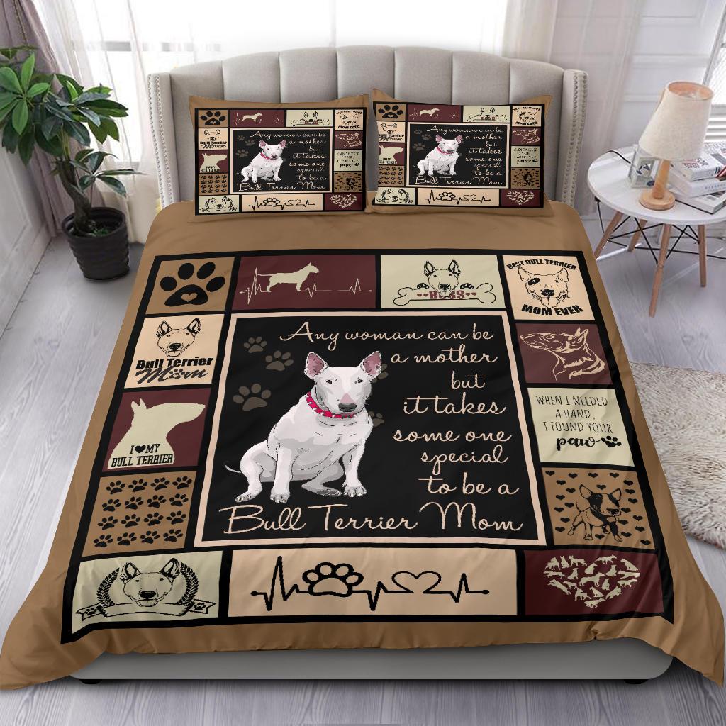 Bull Terrier Mom Quilt Bedding Duvet Cover And Pillowcase Set