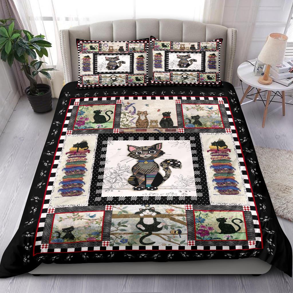 Cat Quilt Bedding Duvet Cover And Pillowcase Set