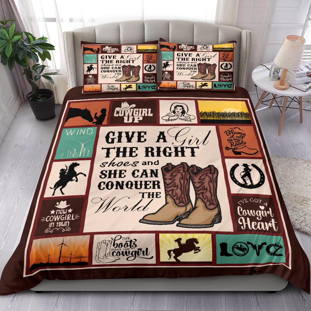 Cowboy Cowgirl Horse Quilt Bedding Duvet Cover And Pillowcase Set