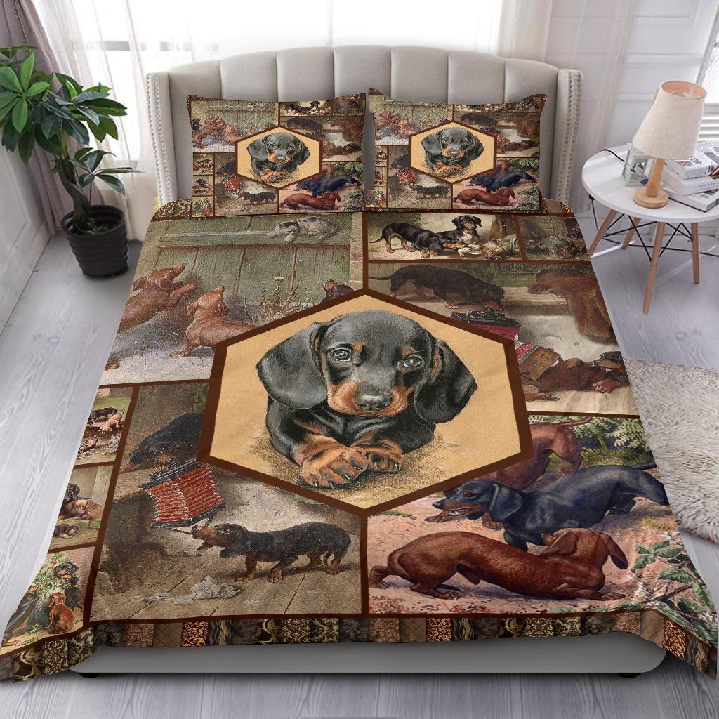 Dachshund Quilt Copy Bedding Duvet Cover And Pillowcase Set