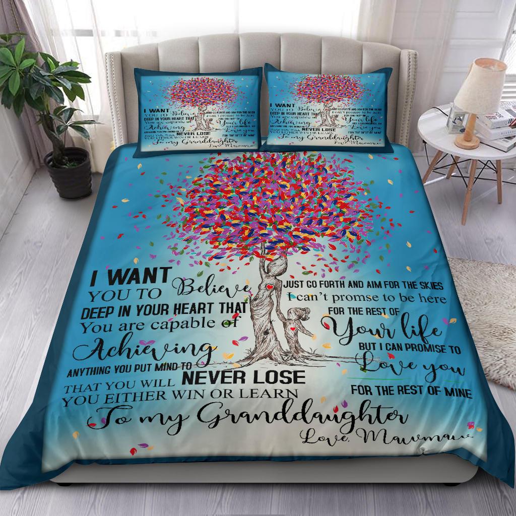 To My Grand Daughter Tree Bedding Duvet Cover And Pillowcase Set