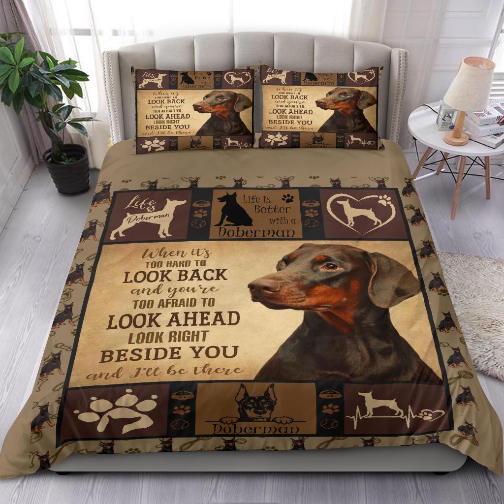 Doberman Dog Vq Quilt Bedding Duvet Cover And Pillowcase Set