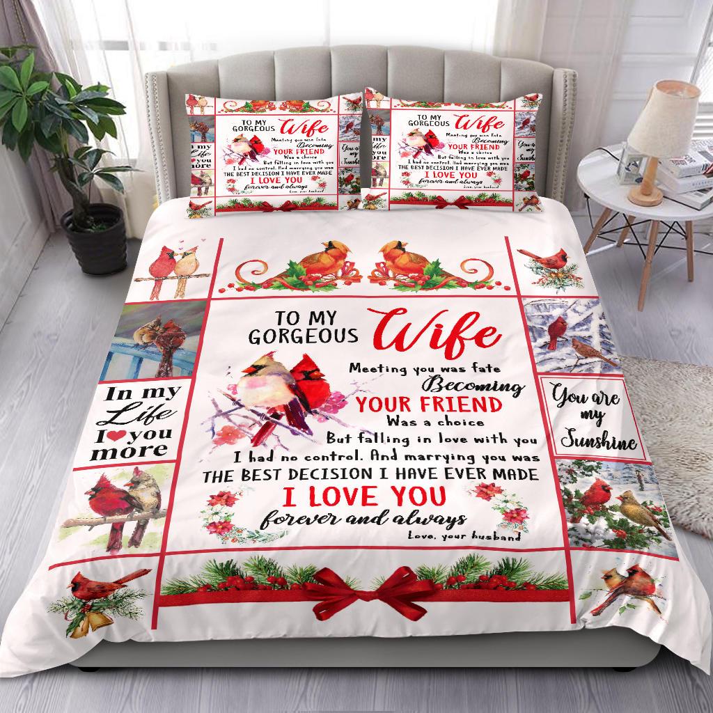 To My Gorgeous Wife Bedding Duvet Cover And Pillowcase Set