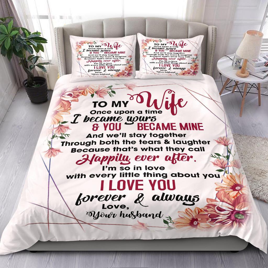 2022 To My Wife Quilt Bedding Duvet Cover And Pillowcase Set