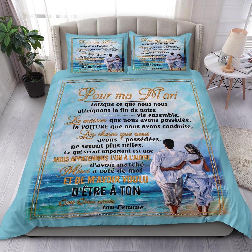 To My Husband Beach Art Bedding Duvet Cover And Pillowcase Set