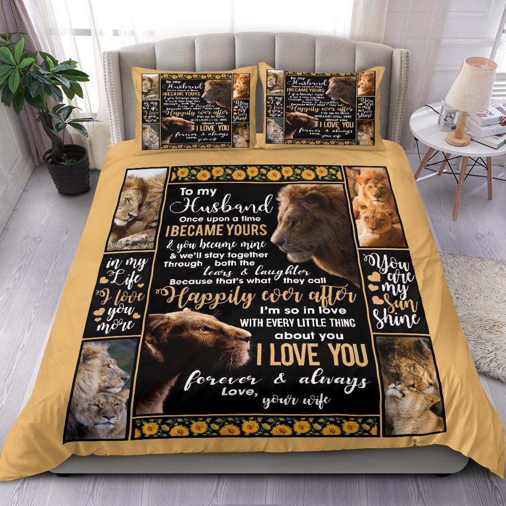 To My Husband Lion Bedding Duvet Cover And Pillowcase Set
