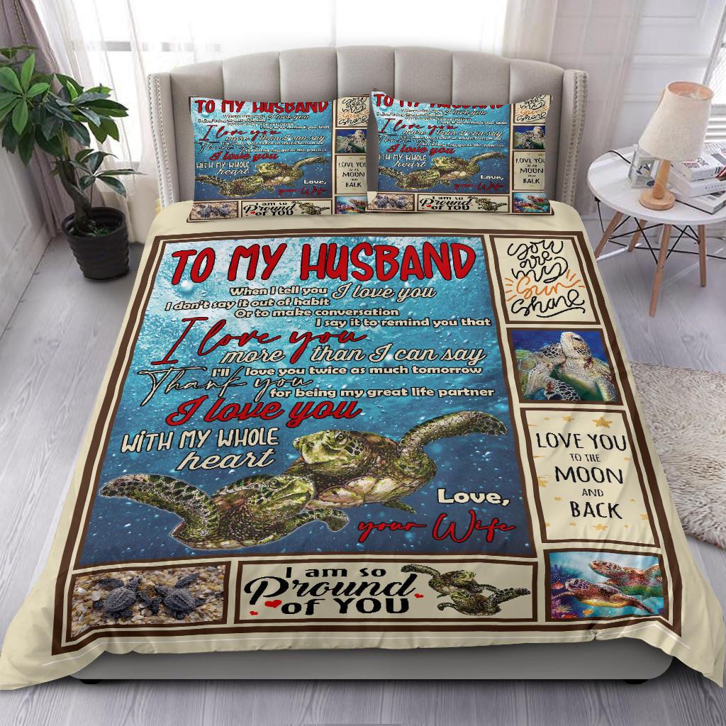 To My Husband Turtle Art Bedding Duvet Cover And Pillowcase Set
