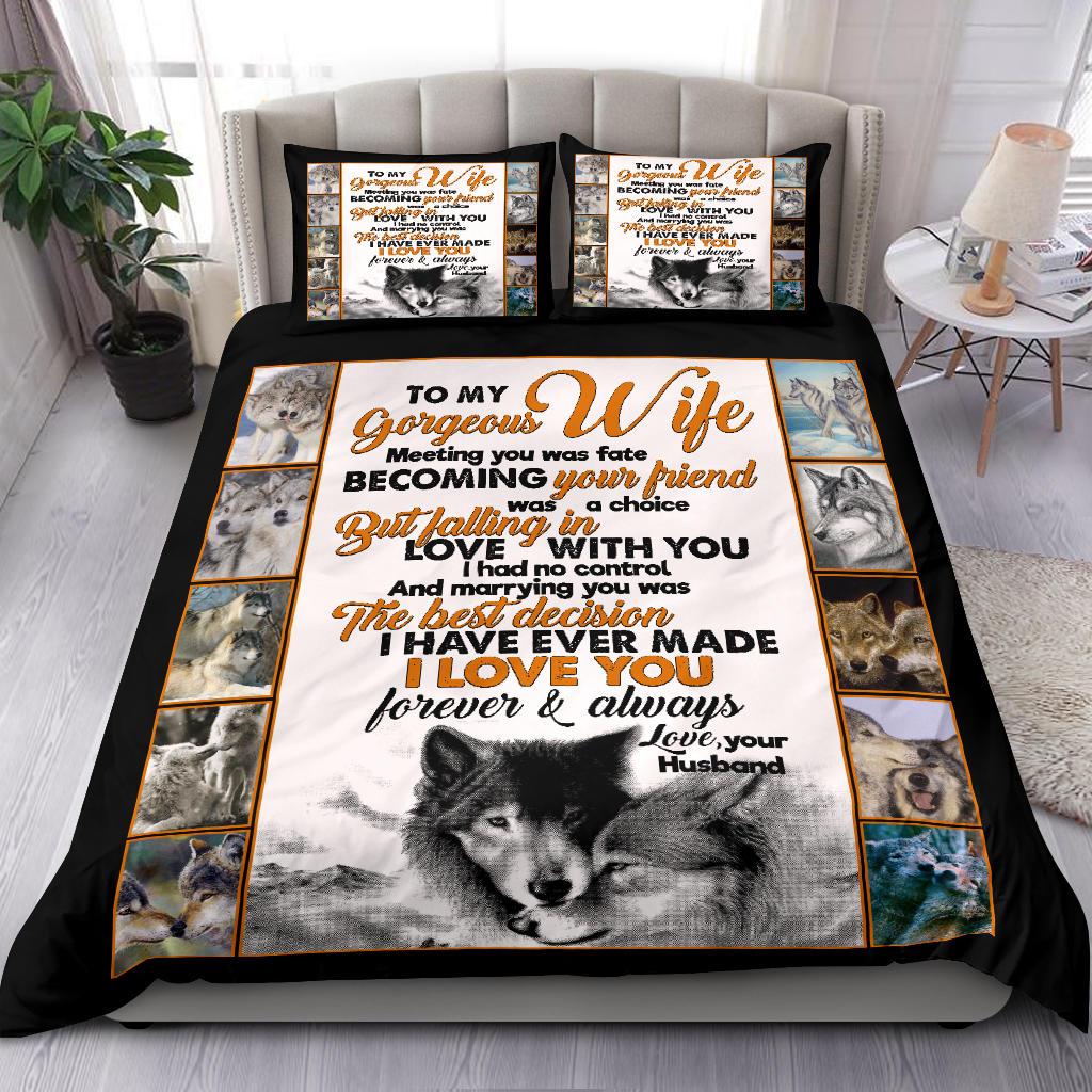 To My Husband Wolf New Quilt Bedding Duvet Cover And Pillowcase Set