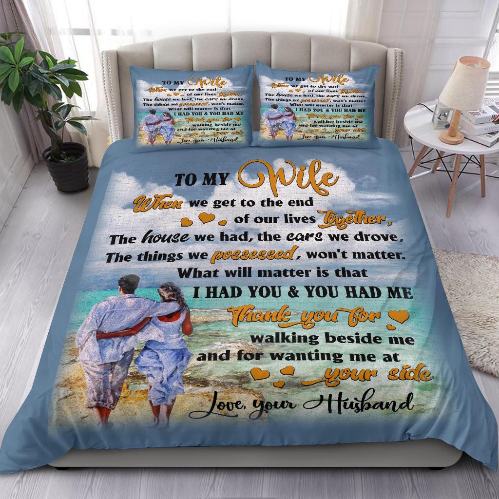 To My Wife Beach Art Bedding Duvet Cover And Pillowcase Set