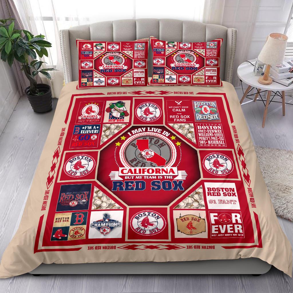 Quilt Red Sox Bedding Duvet Cover And Pillowcase Set