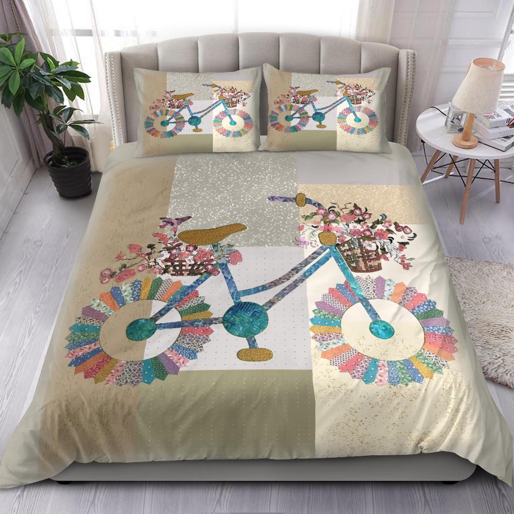 Bicycle Quilt Blanket Bedding Duvet Cover And Pillowcase Set