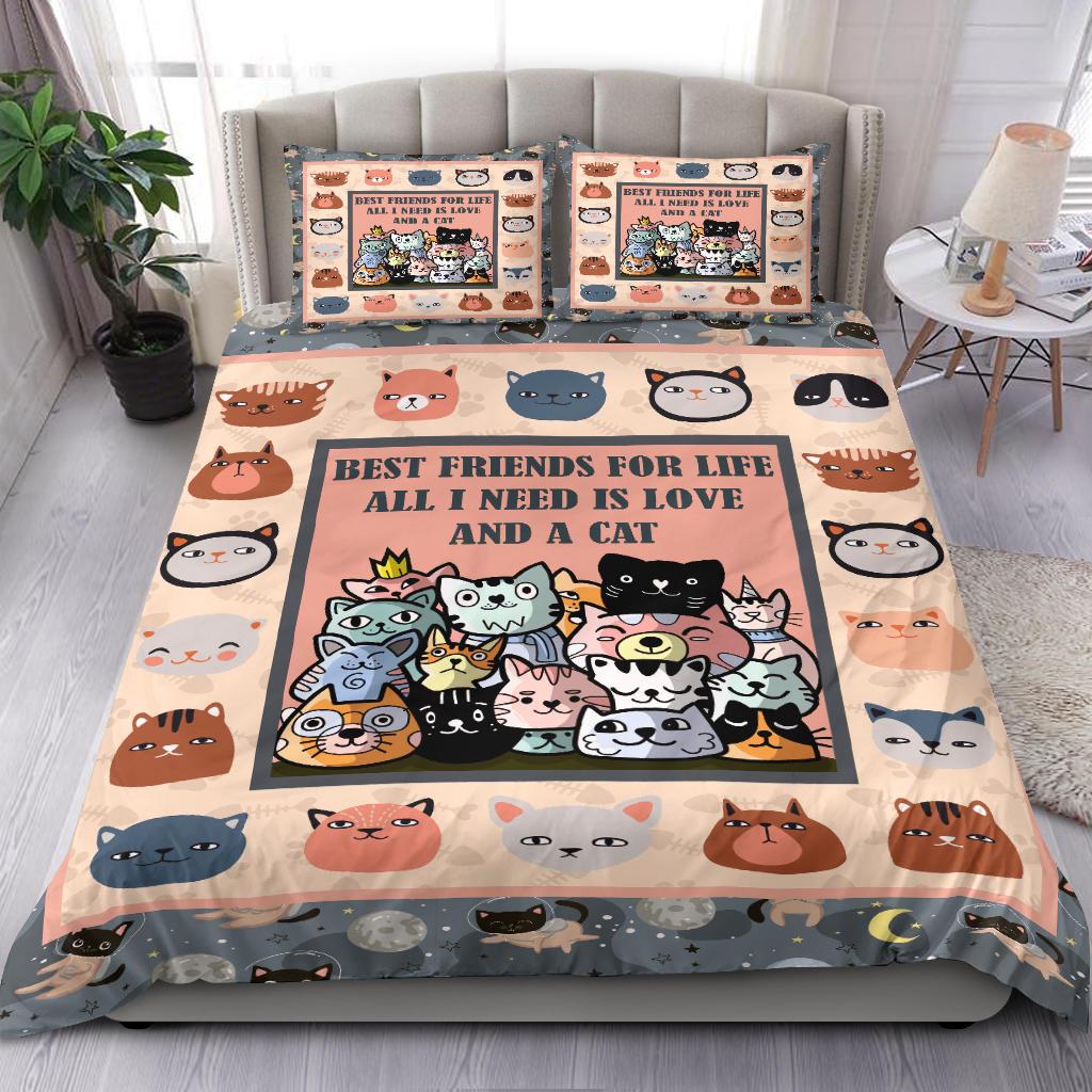 Cat Head Best Friend Bedding Duvet Cover And Pillowcase Set