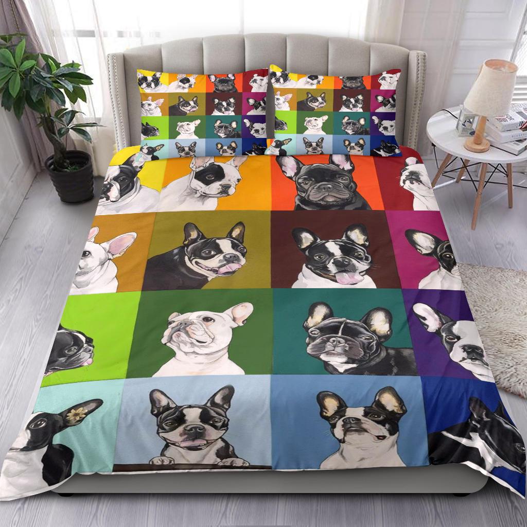 Colors Cute Frenchie Bedding Duvet Cover And Pillowcase Set