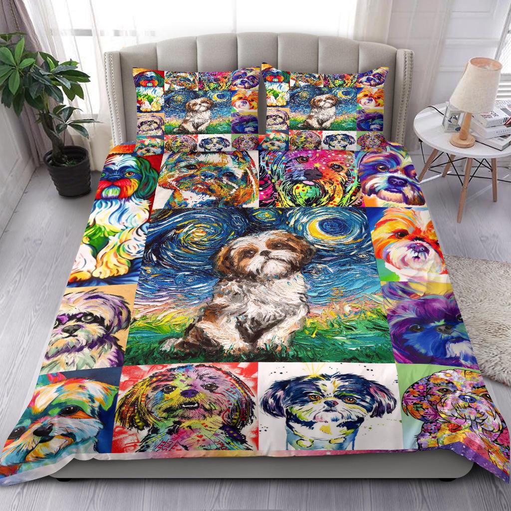 Colors Shih Tzu Art Bedding Duvet Cover And Pillowcase Set