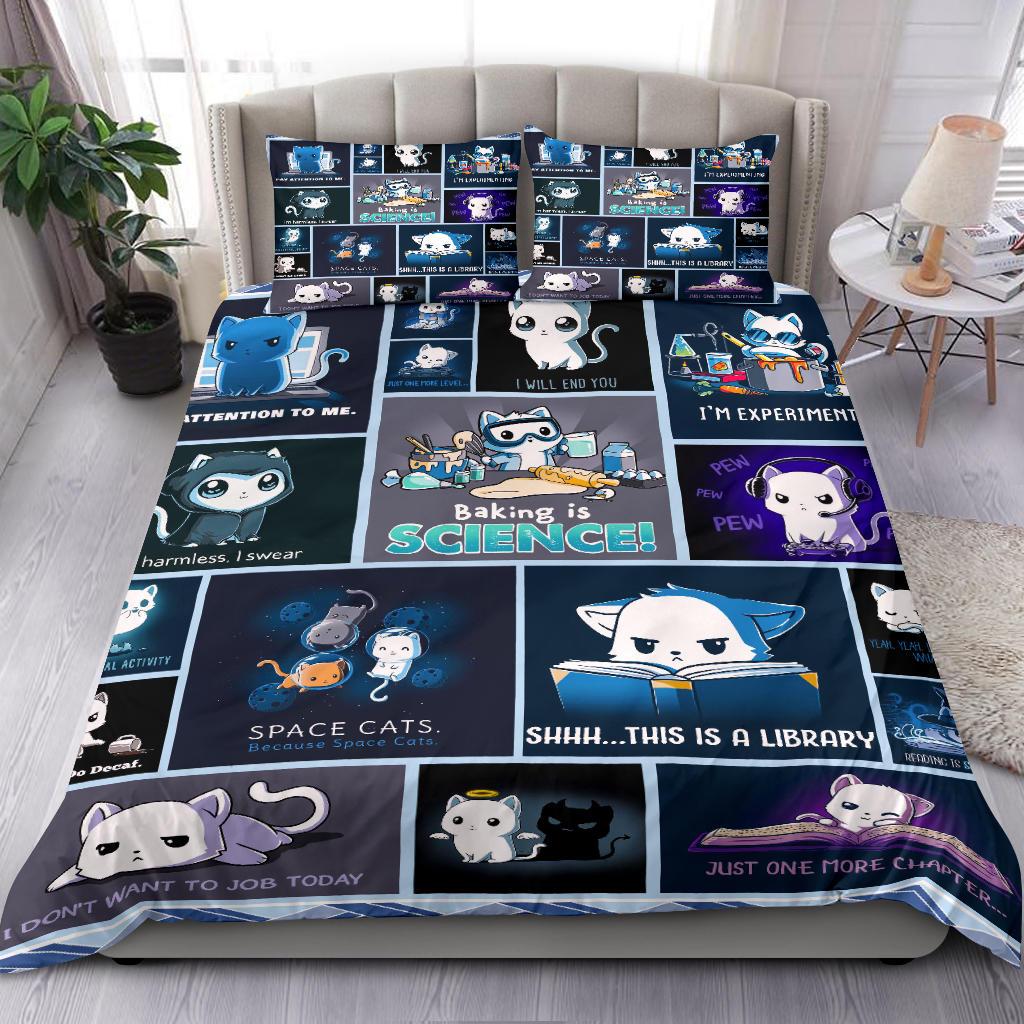 Cut Chibi Cat Bedding Duvet Cover And Pillowcase Set