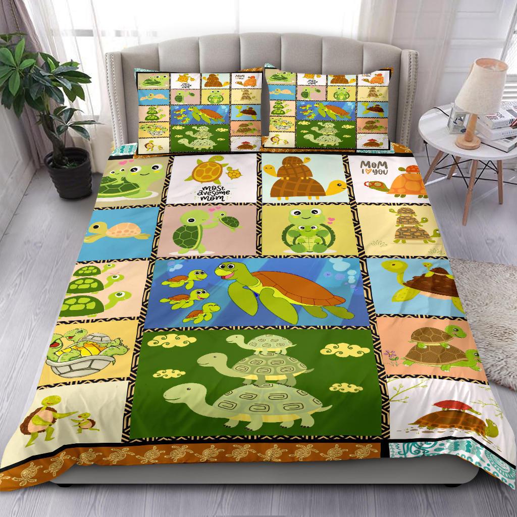Cute Turtle Cartoon Bedding Duvet Cover And Pillowcase Set