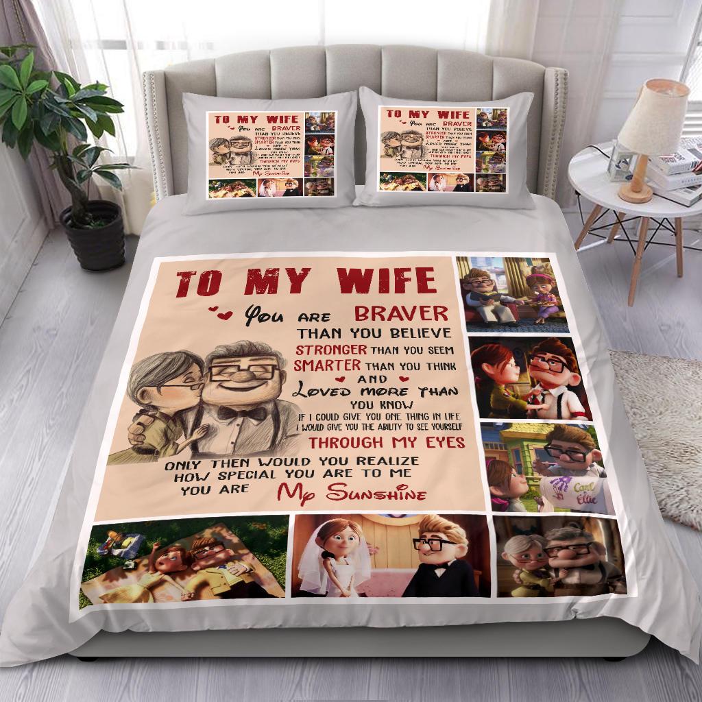 Quilt Carl & Ellie To My Wife You'Re Brave Bedding Duvet Cover And Pillowcase Set