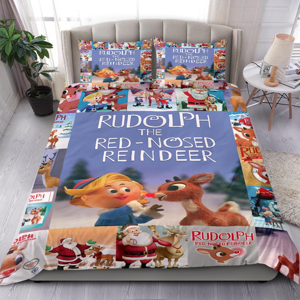 Rudolph The Red Nosed Reindeer Quilt Bedding Duvet Cover And Pillowcase Set