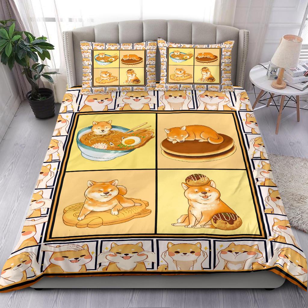 Adorable Shiba Food Bedding Duvet Cover And Pillowcase Set