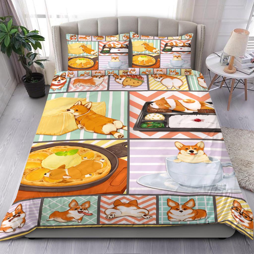 Corgi The Food Bedding Duvet Cover And Pillowcase Set