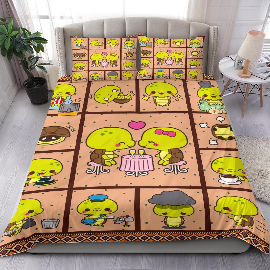 Cute Turtle Cartoon Bedding Duvet Cover And Pillowcase Set