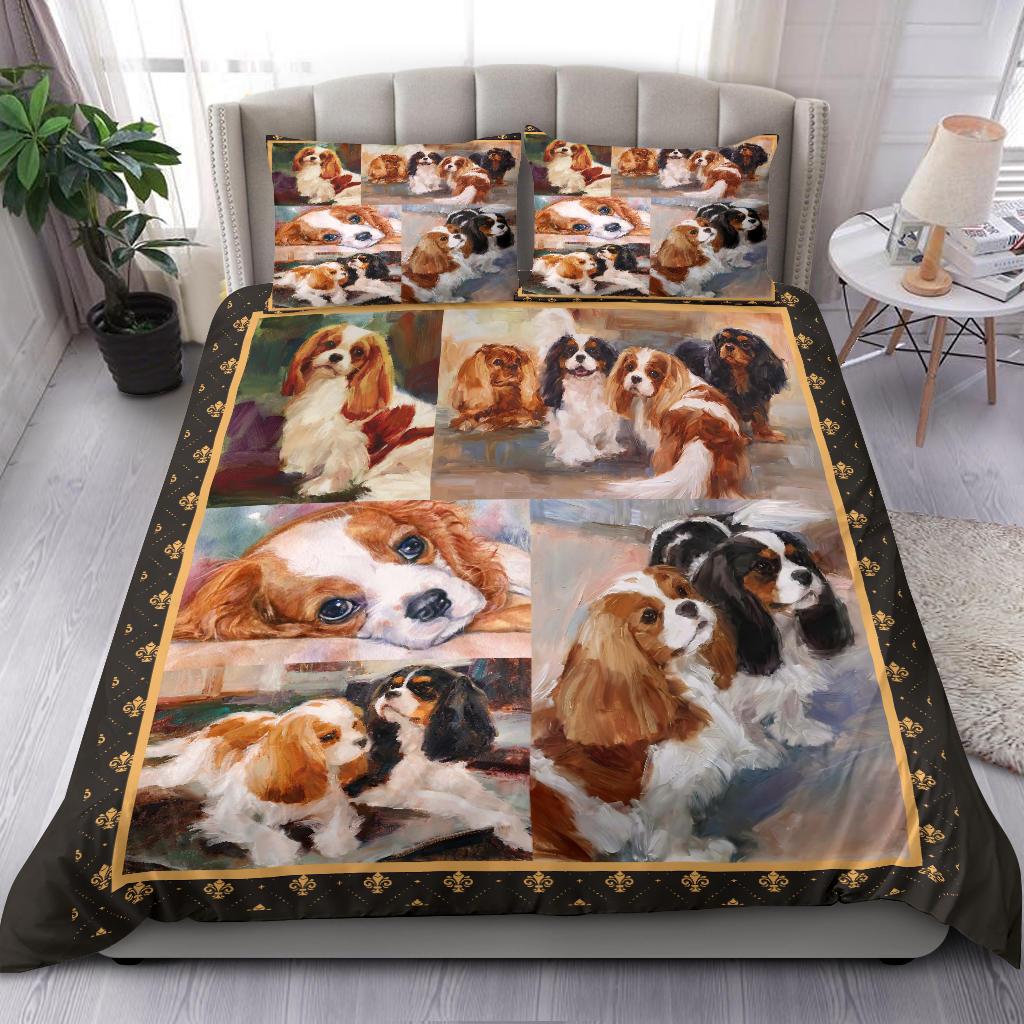 Limited Edition Quilt Cavalier King Charles Spaniel Dog Bedding Duvet Cover And Pillowcase Set