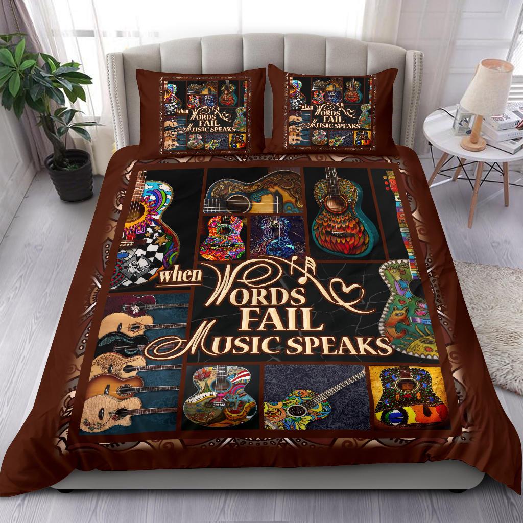 Quilt When Words Fail Music Speaks Guitar Love Bedding Duvet Cover And Pillowcase Set