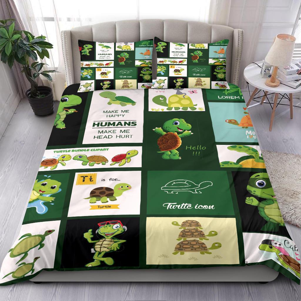 Turtles Make Me Happy Quilt Bedding Duvet Cover And Pillowcase Set