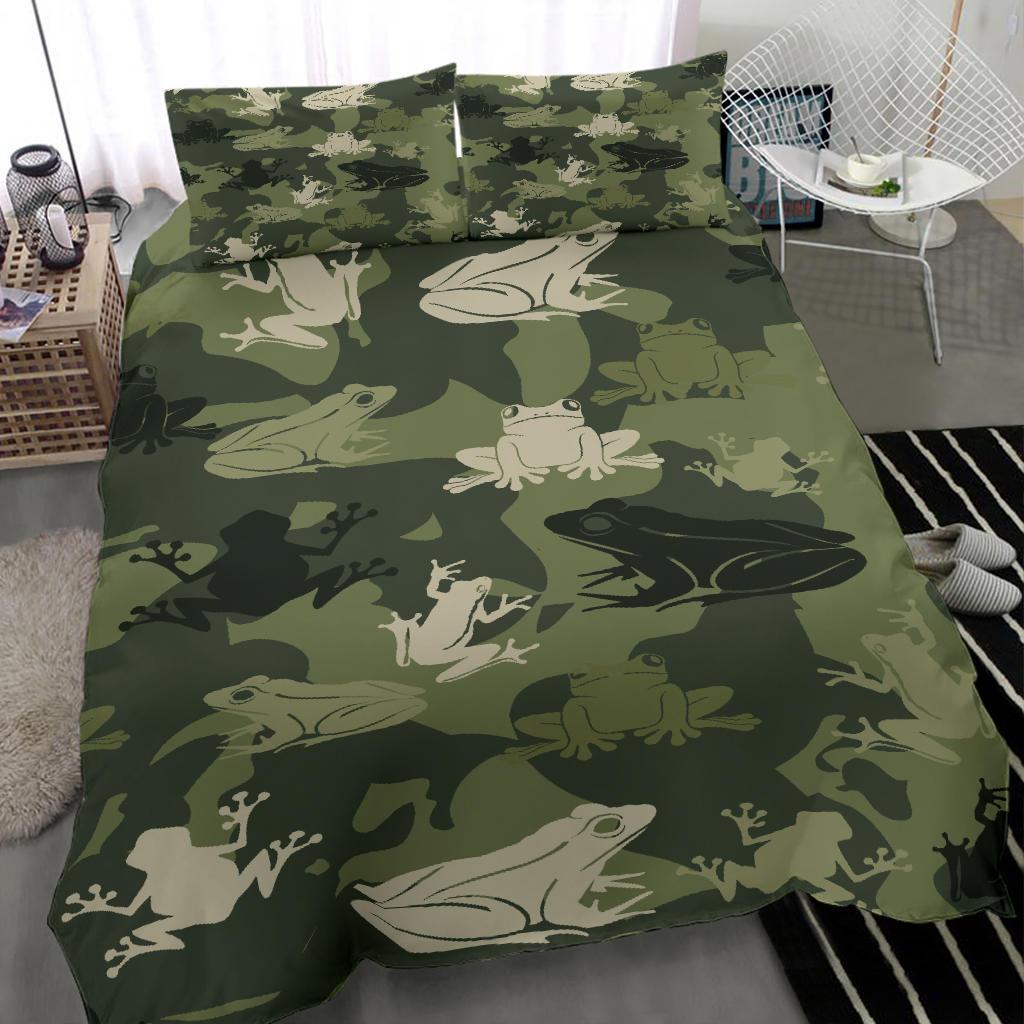 Quilt Camo Frog Bedding Duvet Cover And Pillowcase Set