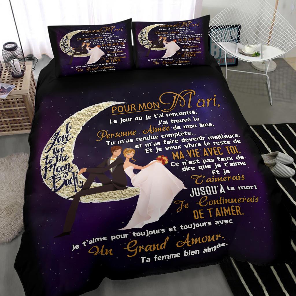 To My Husband To The Moon Bedding Duvet Cover And Pillowcase Set