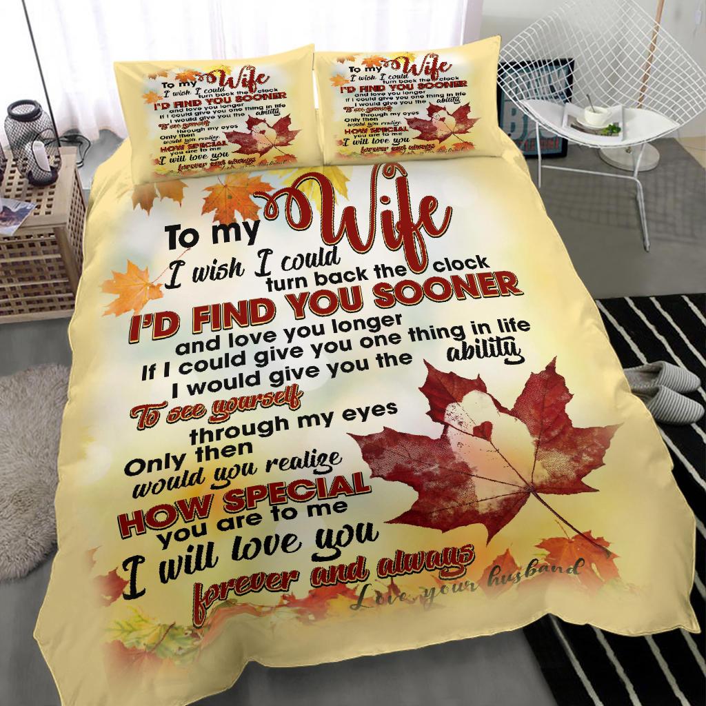 To My Wife Canada Maple Leaf Bedding Duvet Cover And Pillowcase Set