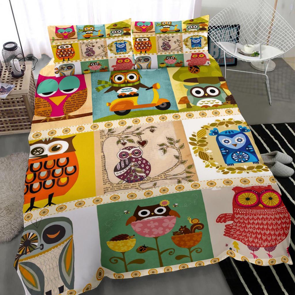 2022 Owl Art Bedding Duvet Cover And Pillowcase Set