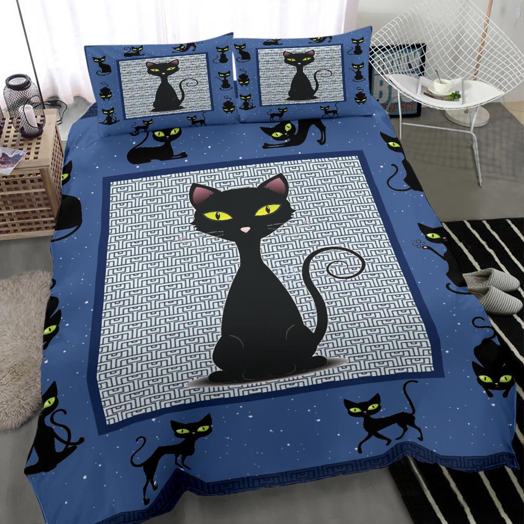 Black Cat Quilt Bedding Duvet Cover And Pillowcase Set