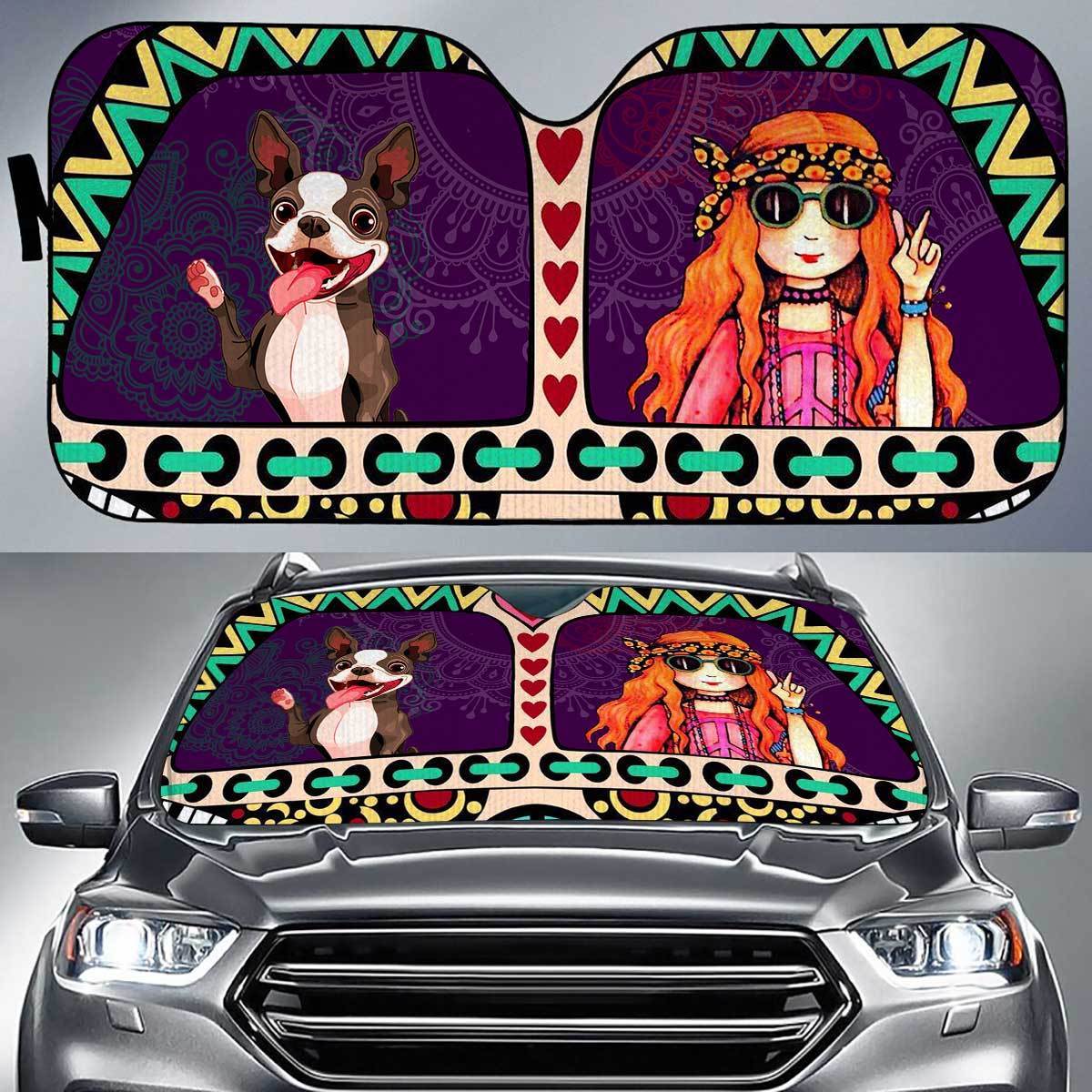 Boston Terrier Peace Auto Sun Shade Gift Ideas 2022