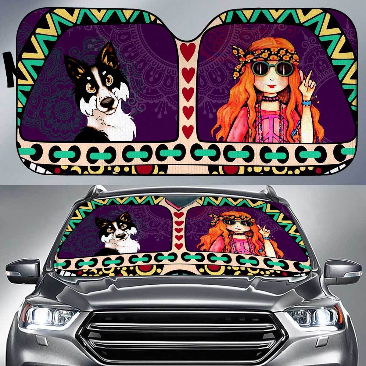 Border Collie Peace Auto Sun Shade Gift Ideas 2022