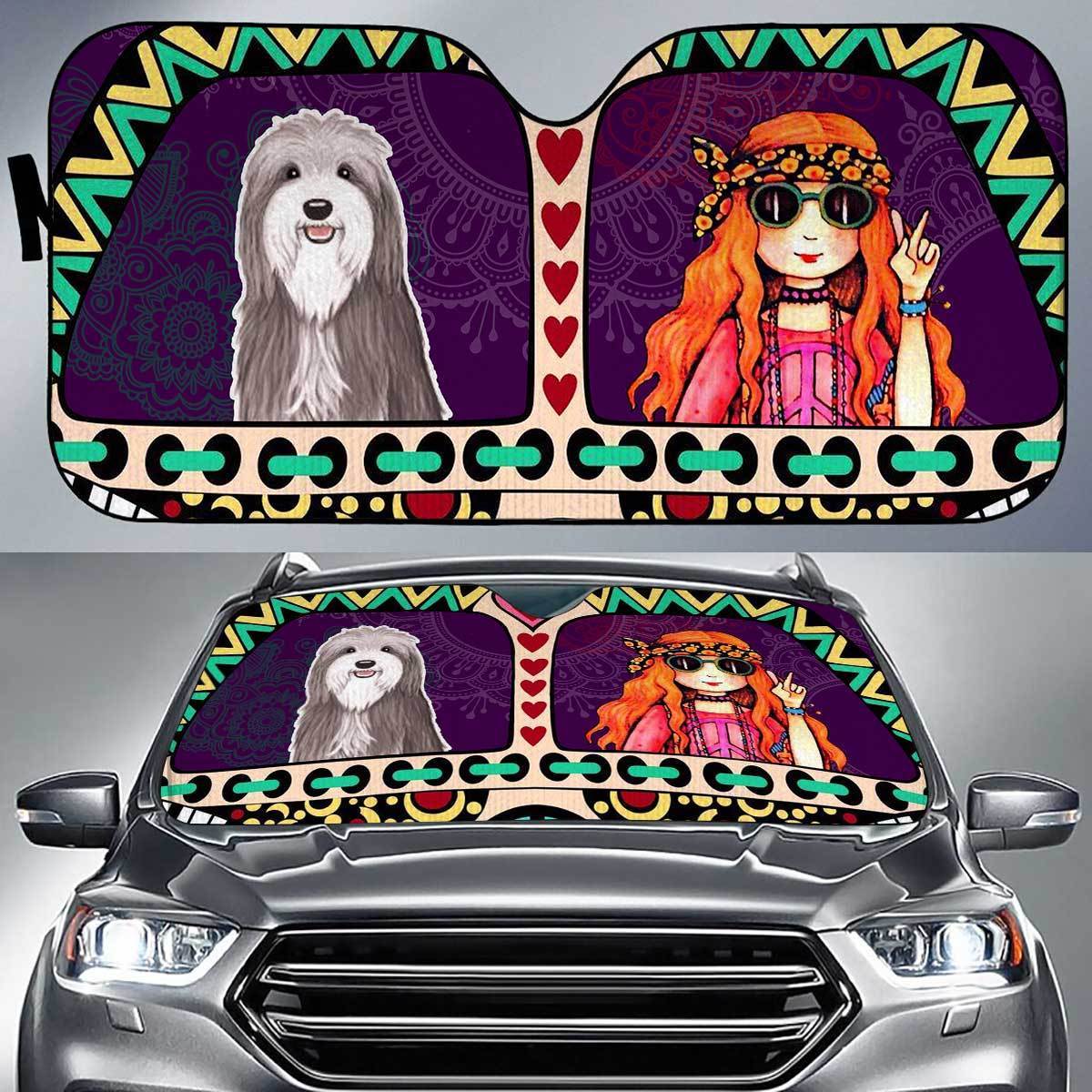 Bearded Collie Peace Auto Sun Shade Gift Ideas 2022