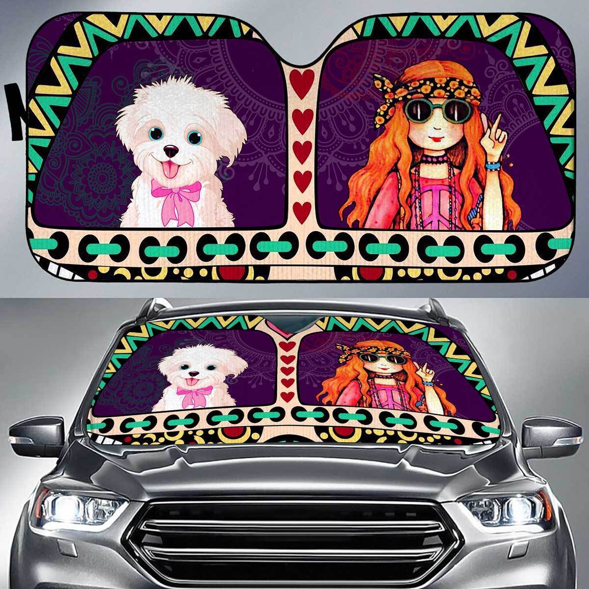 Bichon Frise Peace Auto Sun Shade Gift Ideas 2022