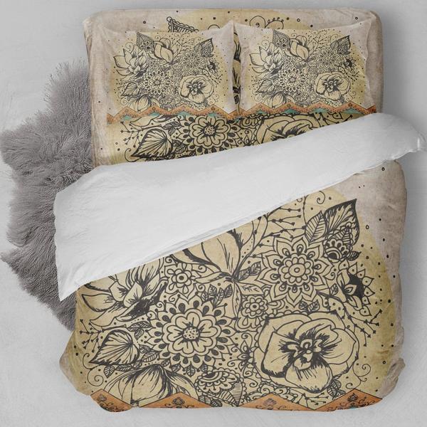 Beige Floral Bedding Set