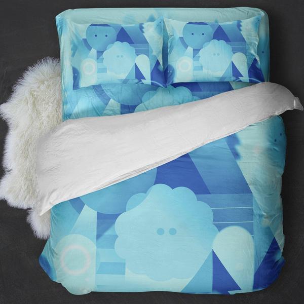 Blue Cartoon Bedding Set