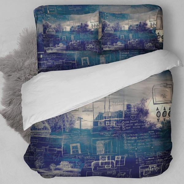 Blue Original Sketch Bedding Set