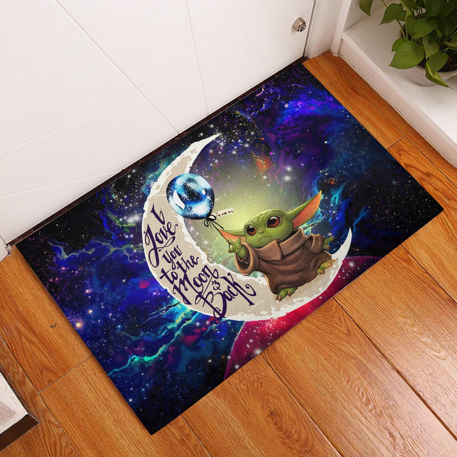 Baby Yoda Love You To The Moon Galaxy Back Door Mats Home Decor