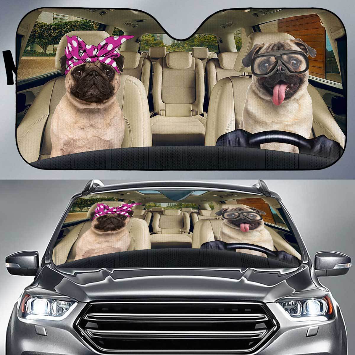 Pug Driver Auto Sun Shade Hd Gift Ideas 2022