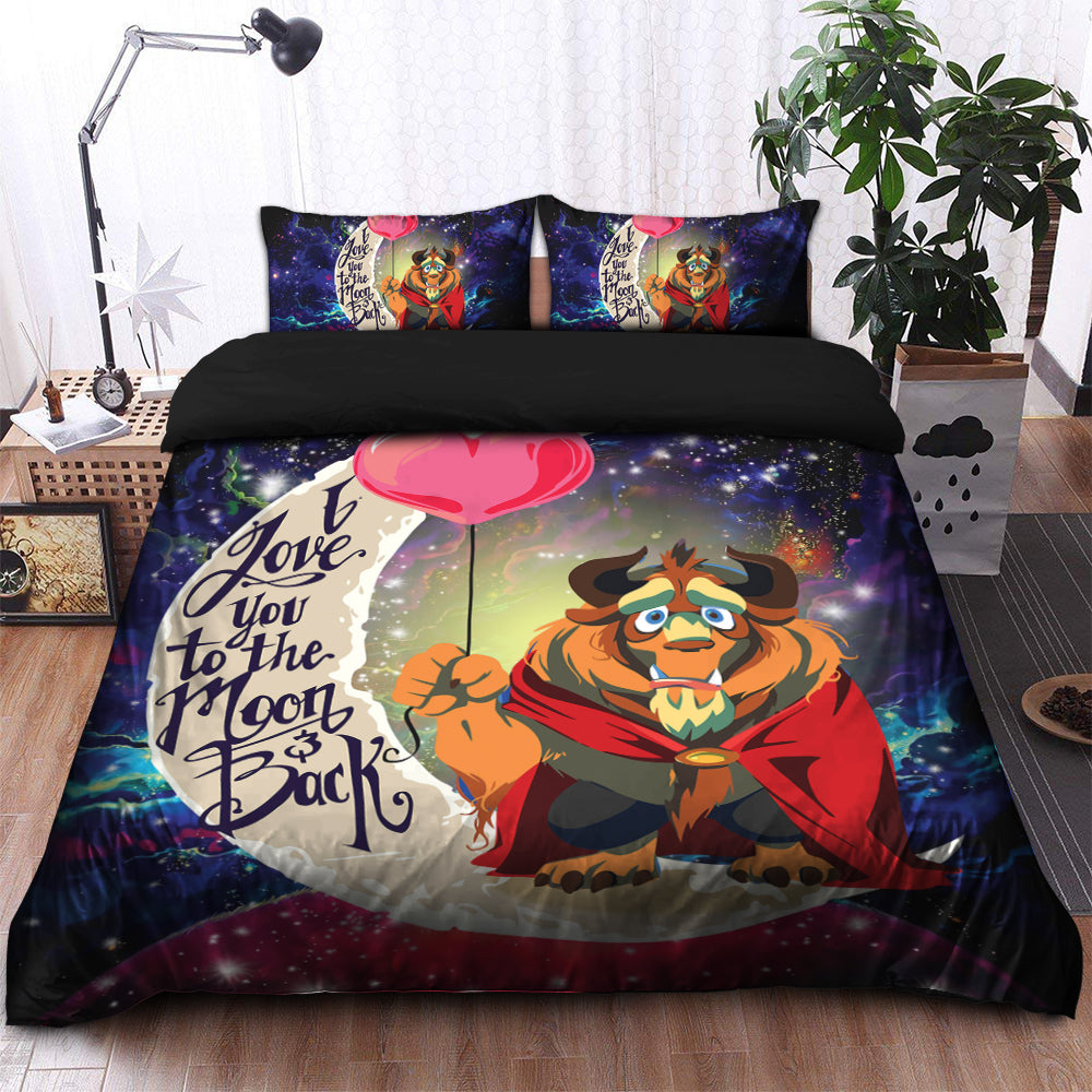 Beauty And The Beast Love You To The Moon Galaxy Bedding Set Duvet Cover And 2 Pillowcases