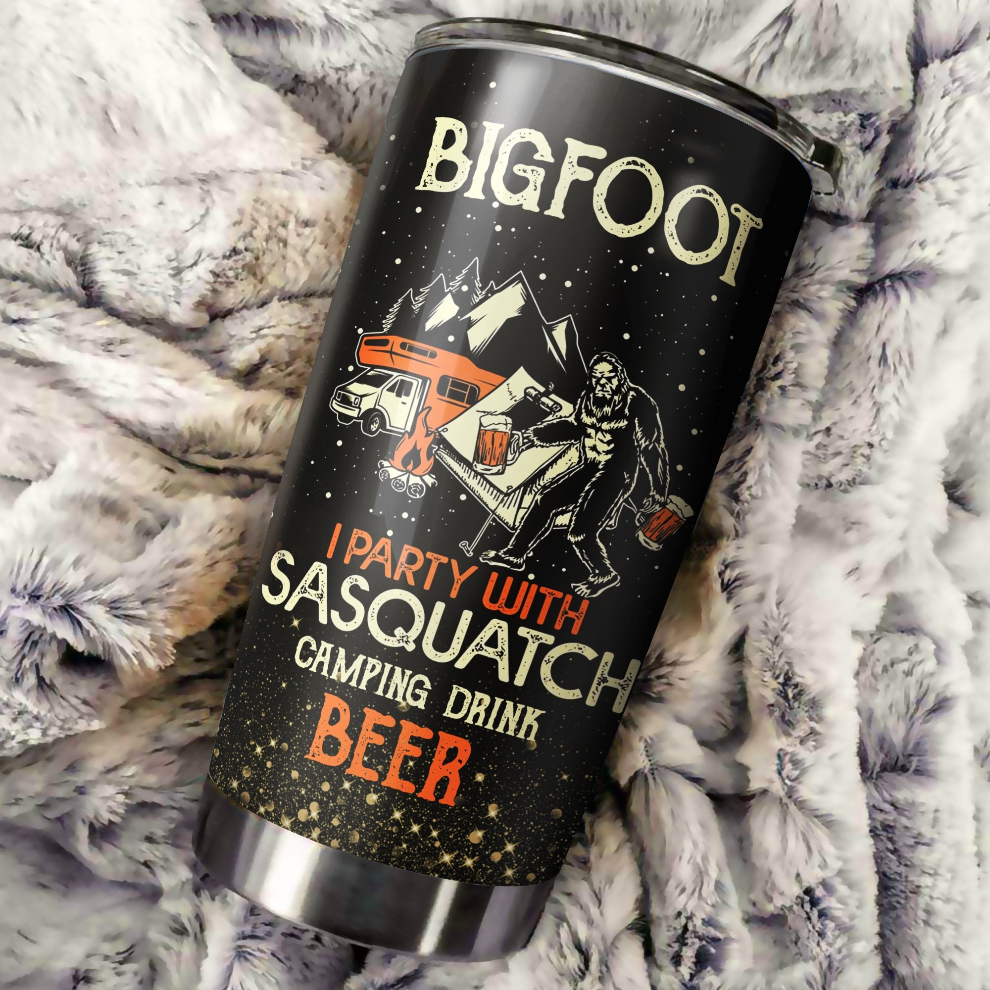 Bigfoot Sasquatch Camping Drink Beer Camping Camfire Tumbler 2021