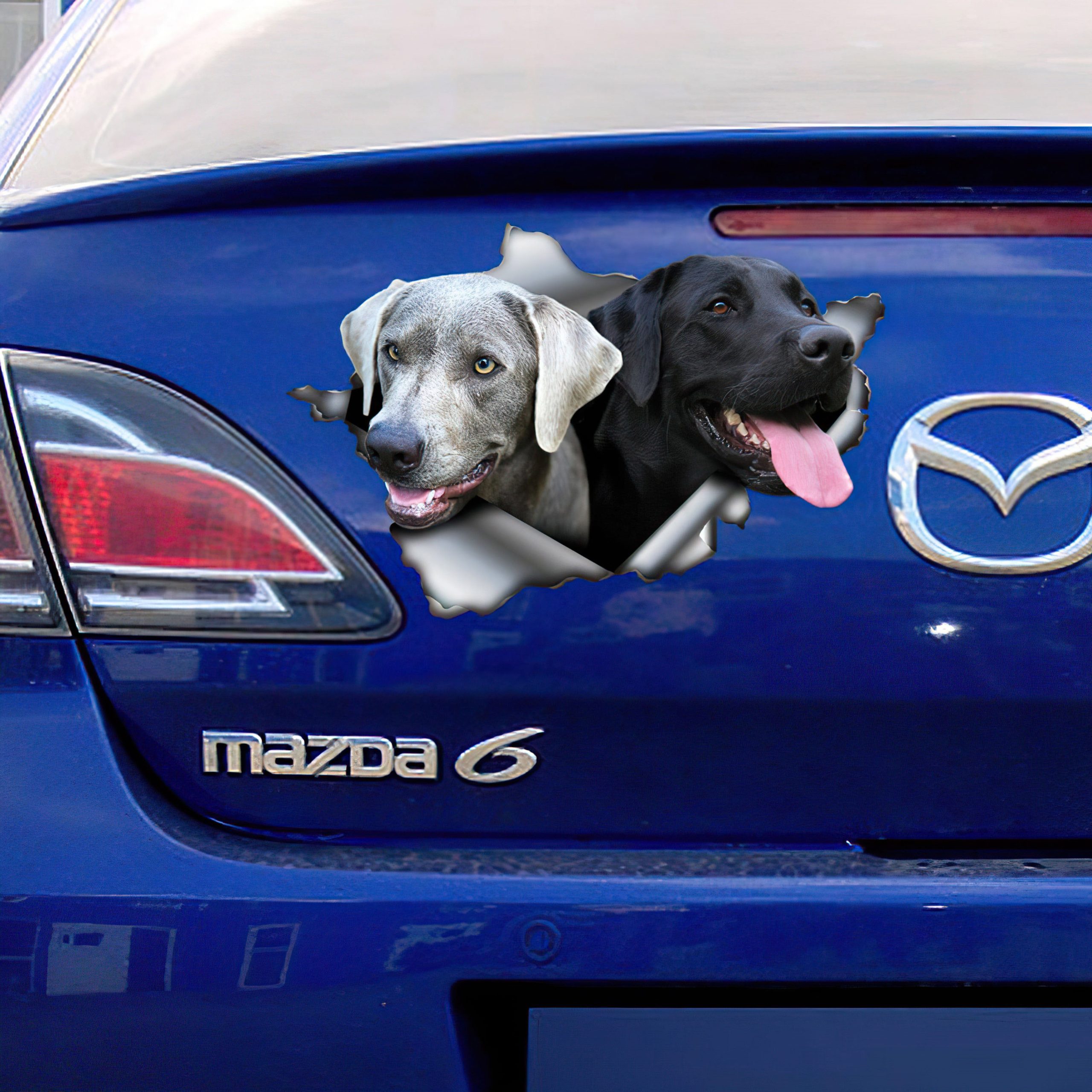 Best Black And Silver Labs Car 3D Stickers Decal Car Accessories Car Decoration Amazing Gift Idea