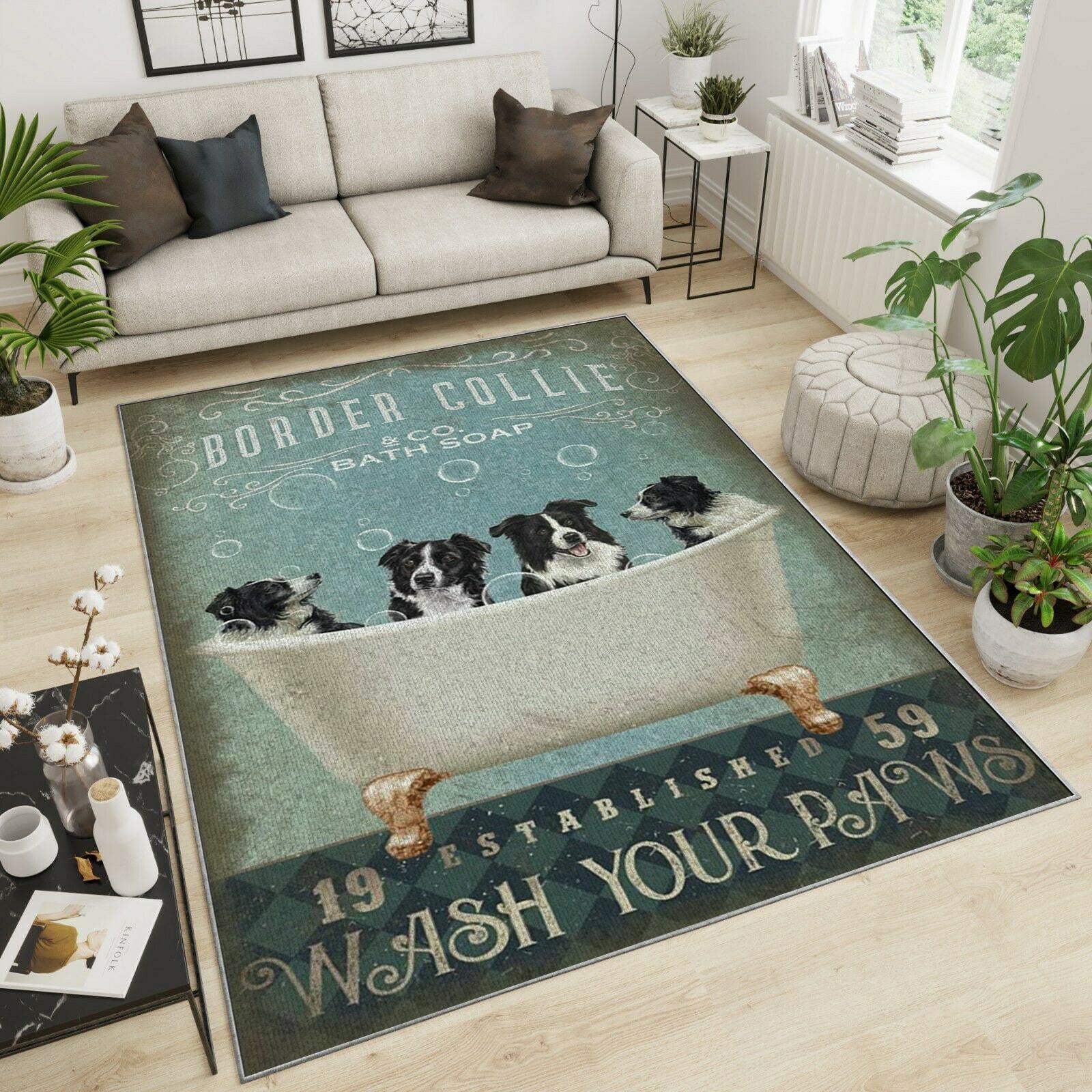 Border Collie Area Rug Home Decor Bedroom Living Room Decor