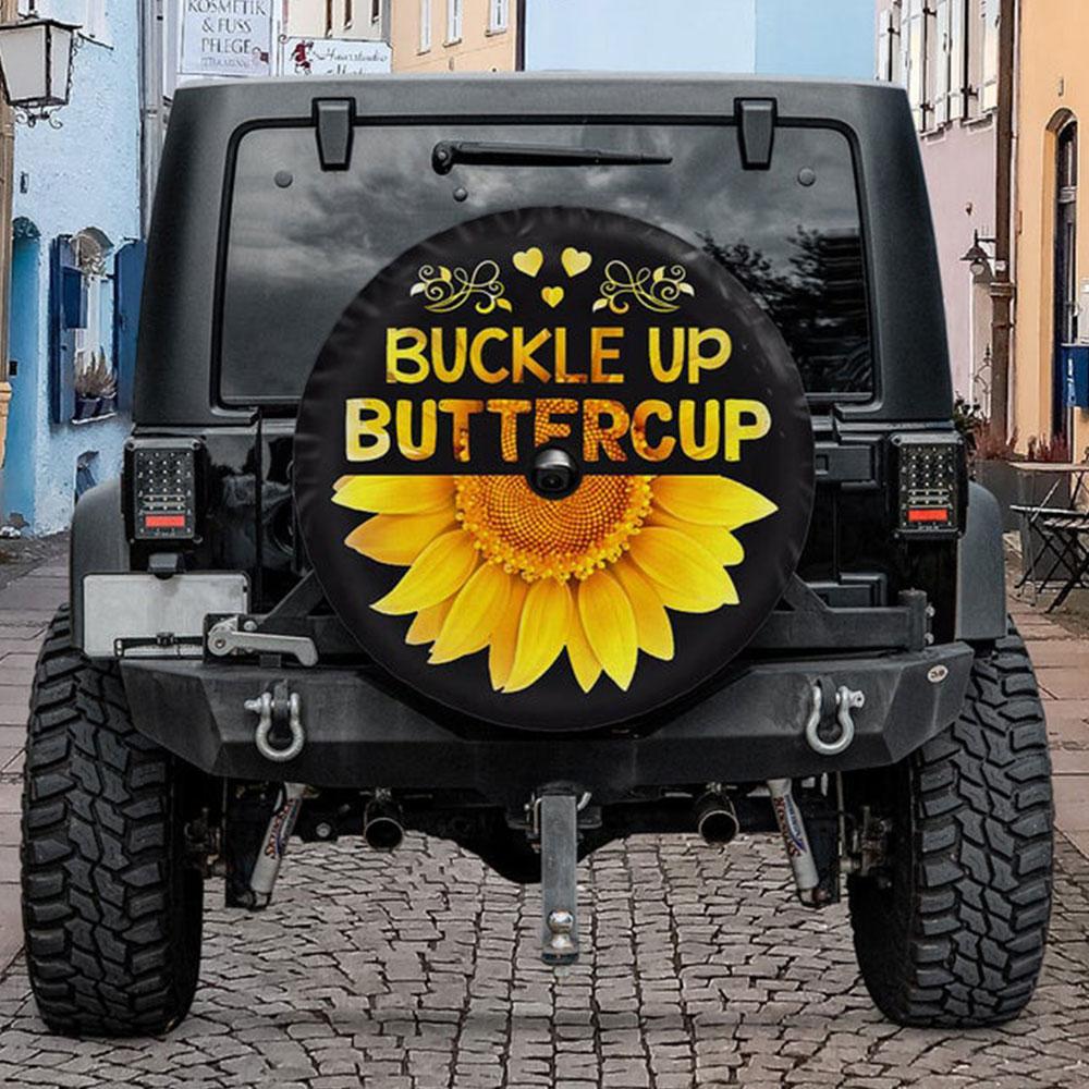 Buckle Up Buttercup Sunflower Jeep Car Spare Tire Cover Gift For Campers