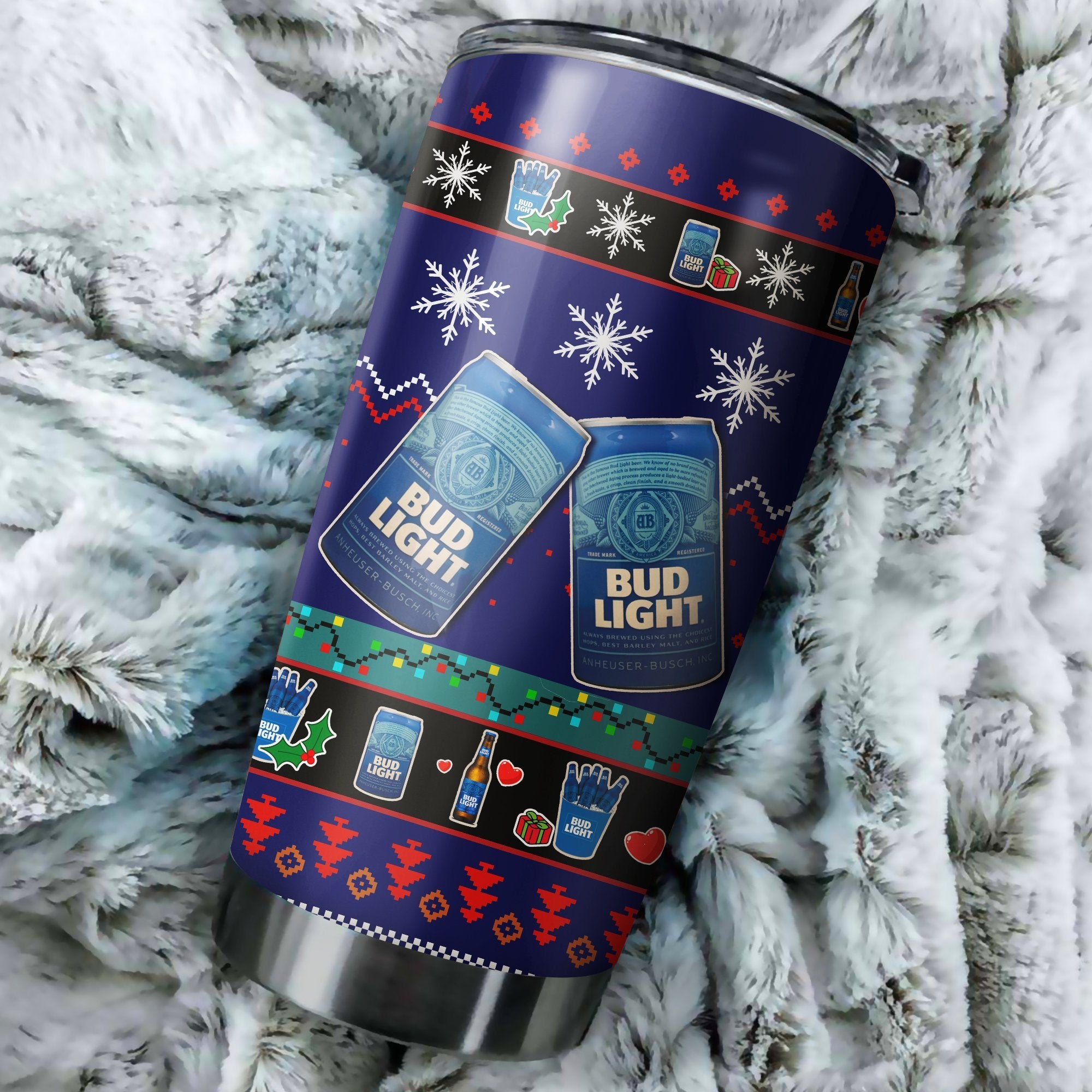 Bud Light Christmas Tumbler Perfect Birthday Best Gift Stainless Traveling Mugs 2021