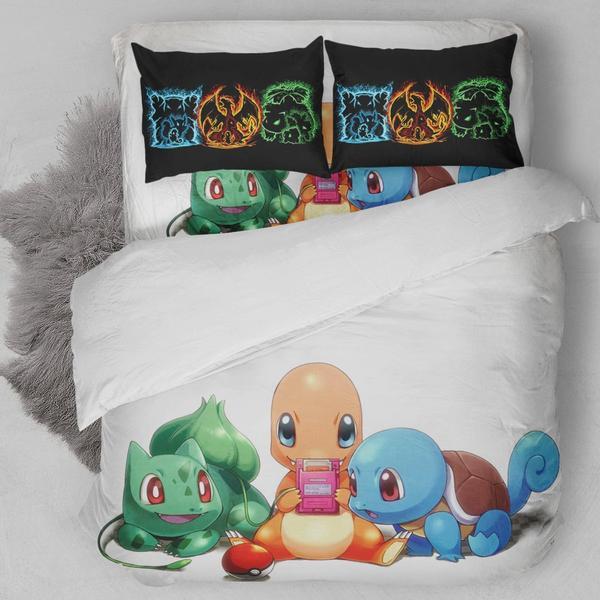 Bulbasaur Squirtle Charmander Bedding Set