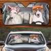 Two Bull Terriers Family Car Windshield Auto Sun Shade Amazing Best Gift Ideas 2021